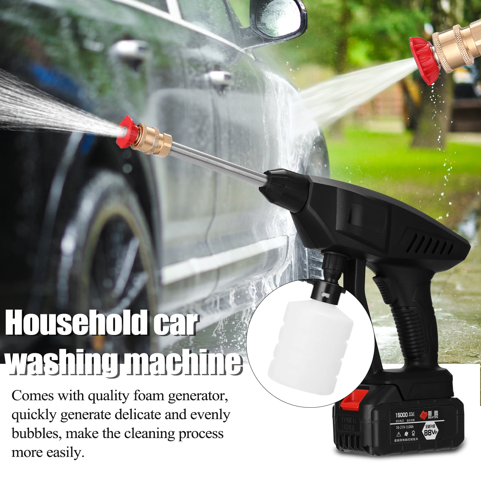 Дешево Бытовой беспроводной 30Bar высокое Давление инструмент автомойки, Портативный транспортного средства для очистки машины электрический авто... Купить Бытовой беспроводной 30Bar высокое Давление инструмент автомойки, Портативный транспортного средства для очистки машины электрический авто...