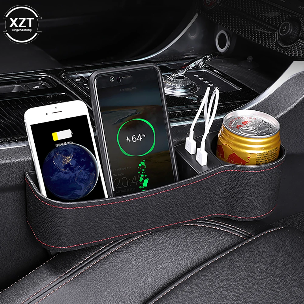 

Universal Car Seat Gap Organizer Excellent Craftsmanship Well Durability Side Pocket Storage Box Case Dual USB Charger