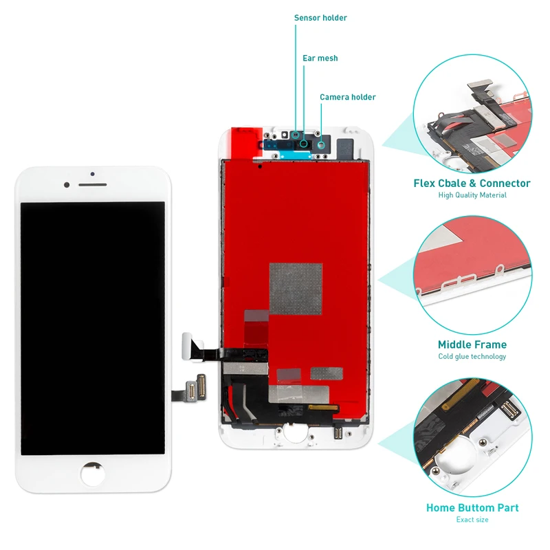 5 шт./лот ЖК-дисплей для iPhone 6 6S 7 8 дисплей сенсорный экран дигитайзер Замена ЖК-дисплей в сборе для iPhone 7 AAA+++ высокое качество