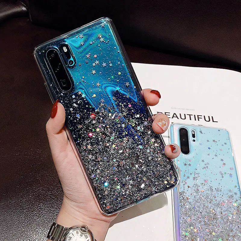 Блестящие Фольга чехол со звездами для huawei P30 P20 P10 Коврики 20 lite Pro Honor 10 8X9 V10 V20 20i Nova 2s 3 3i 4 Y9 P Smart плюс