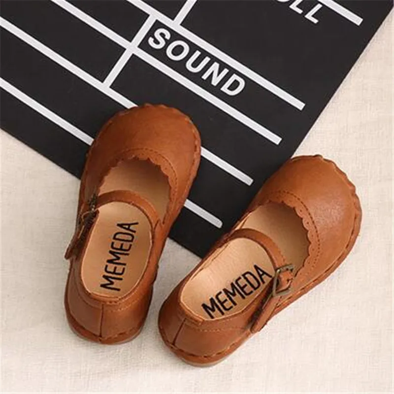 Новинка Обувь из натуральной кожи для девочек Детская обувь принцессы с пряжкой