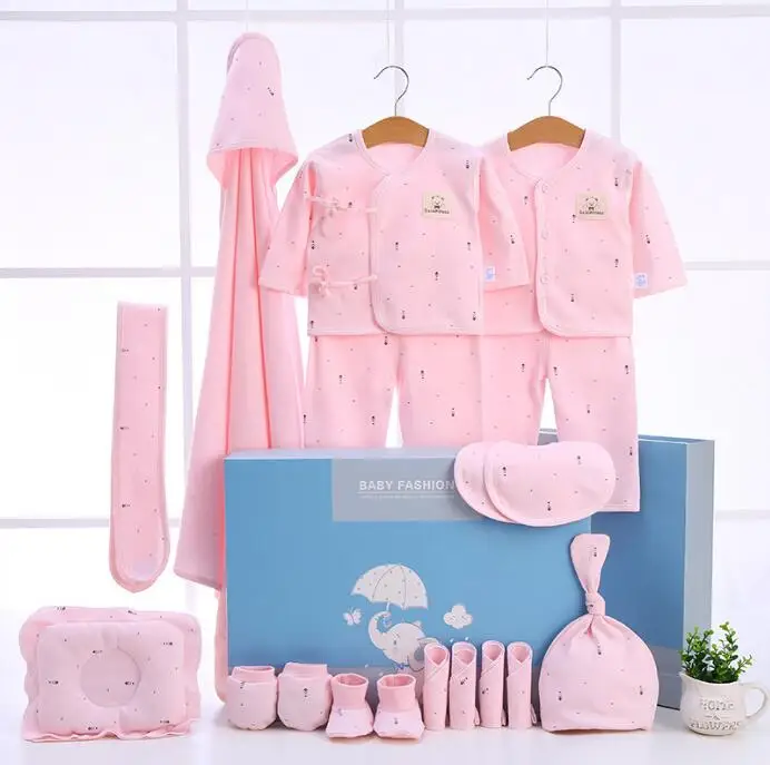 CJM039P Костюмы для новорожденных; 18 шт./компл.; хлопковый комплект для маленьких мальчиков и девочек; цвет розовый, синий, желтый - Цвет: CJM039P