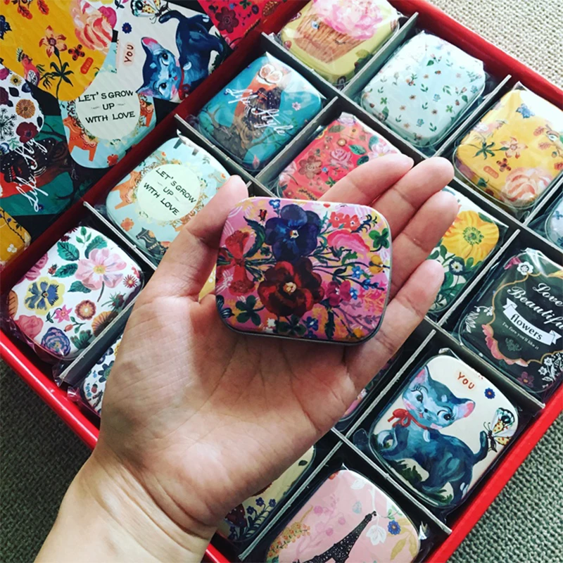 12 шт./лот металлическая винтажная маленькая подарочная жестяная коробка для