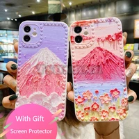 retro oil painting volcano phone case for iphone 12 pro max mini 11 pro max xr x xs max 6s 7 8 plus cases soft silicone cover