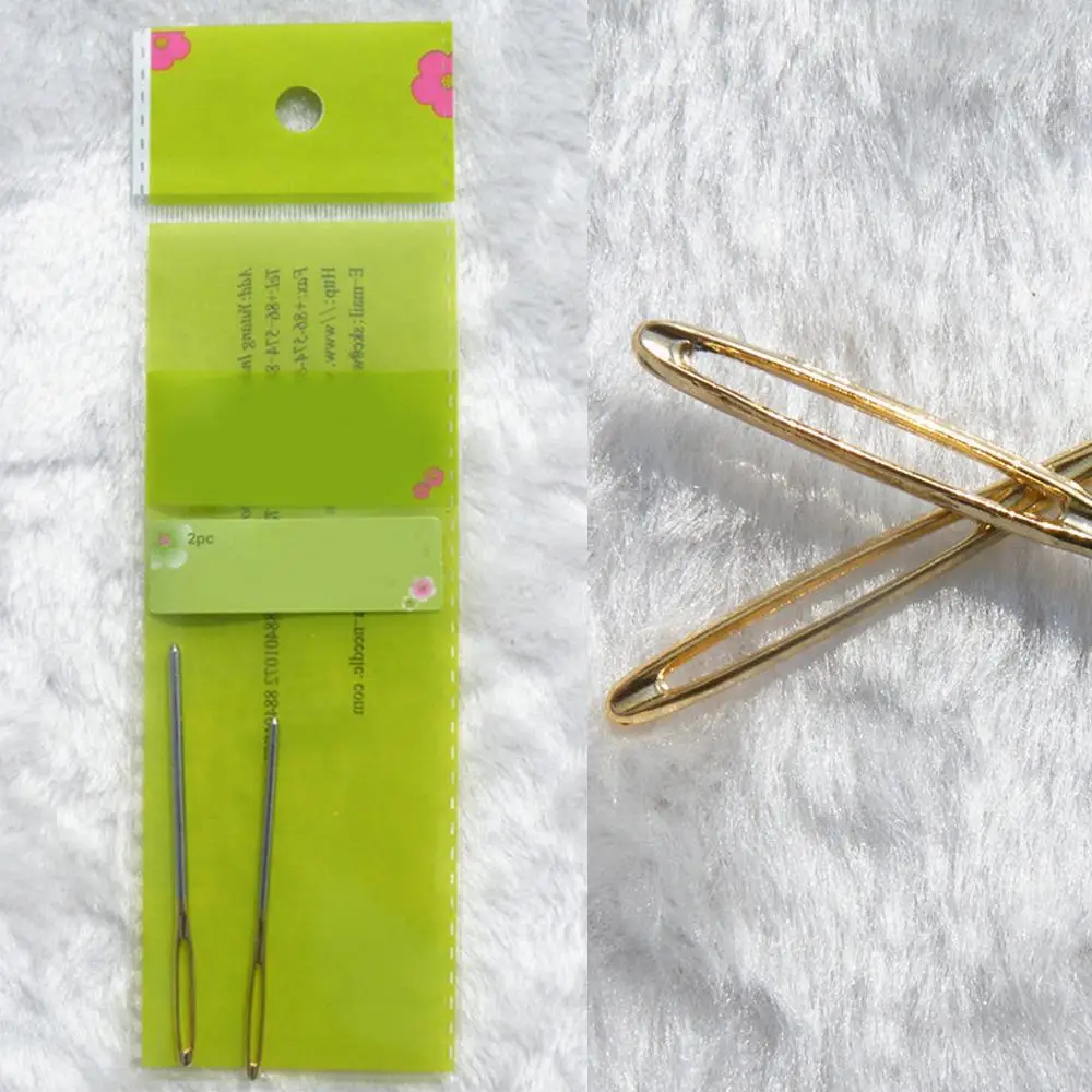 

Hot 2pcs Stainless Steel Antijumper Multi-size Hand Sewing Needles DIY Darning High Thick Big Eye Self-Threading Embroidery
