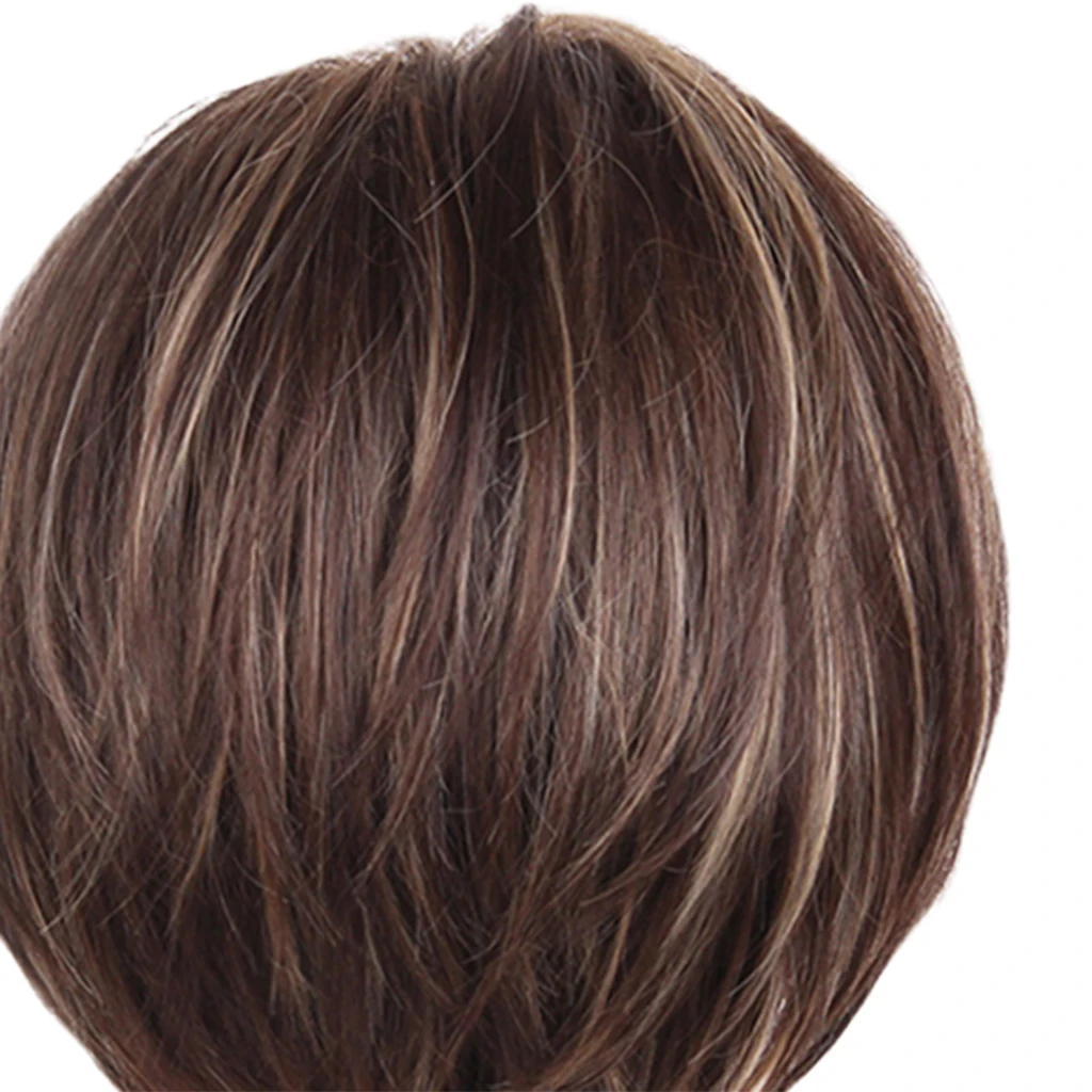 

12" Women Natural Layered 100% Human Hair Wigs with Cap Cosplay Costume