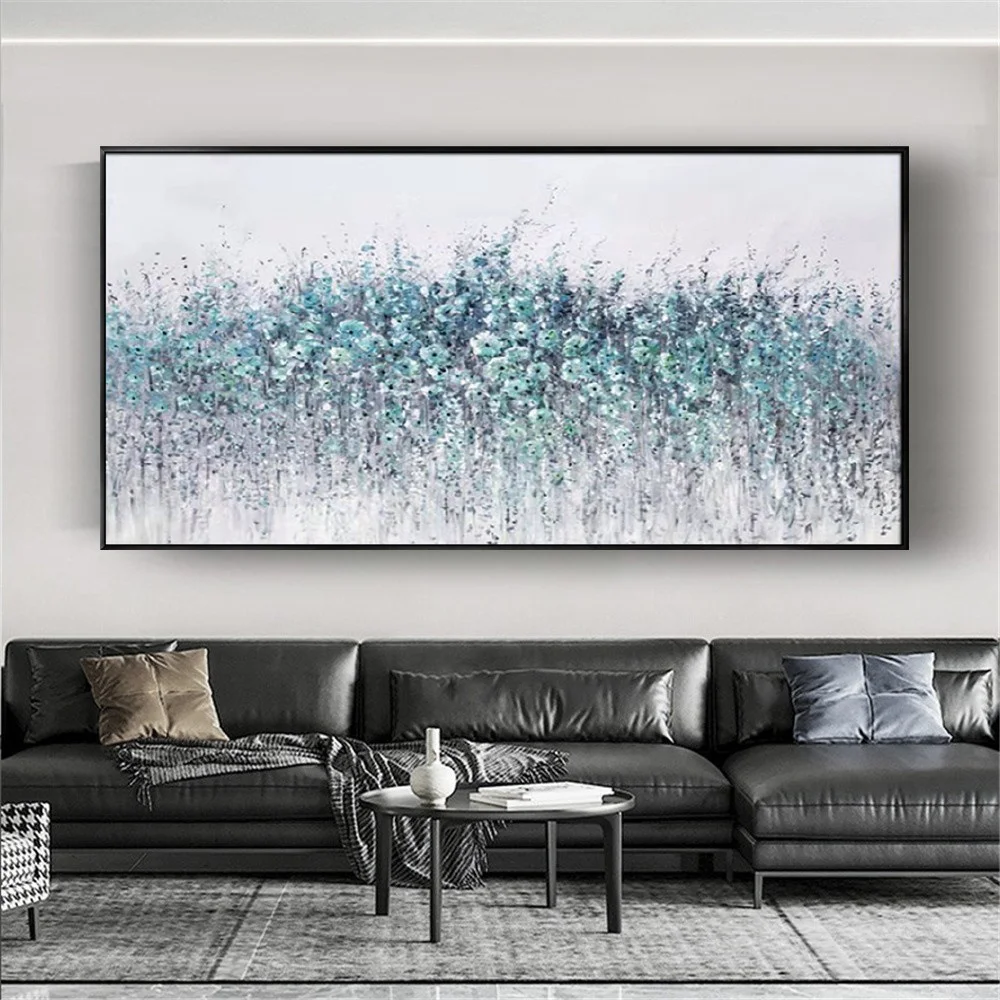 Синий цветок мастихин ручная роспись картина маслом красочная роза абстрактное