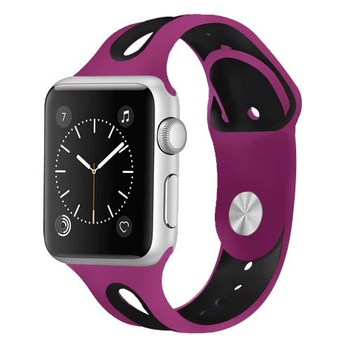 purple black Спортивный ремешок для apple watch pulseira apple watch 4, 3, 5, ремешок 44 мм, 40 мм, iwatch band 42 мм, 38 мм, браслет correa, ремешок для часов - Цвет ремешка: purple black