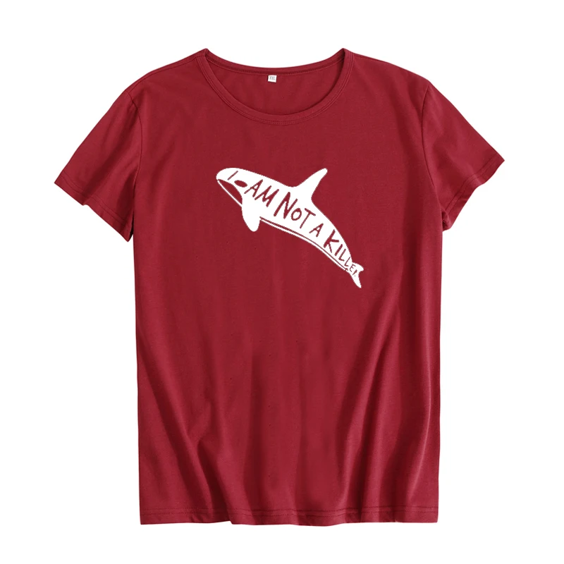 Женская футболка Not a Killer Whale с принтом Харадзюку белая Черная|tee shirt femme|shirt femmeblack tee