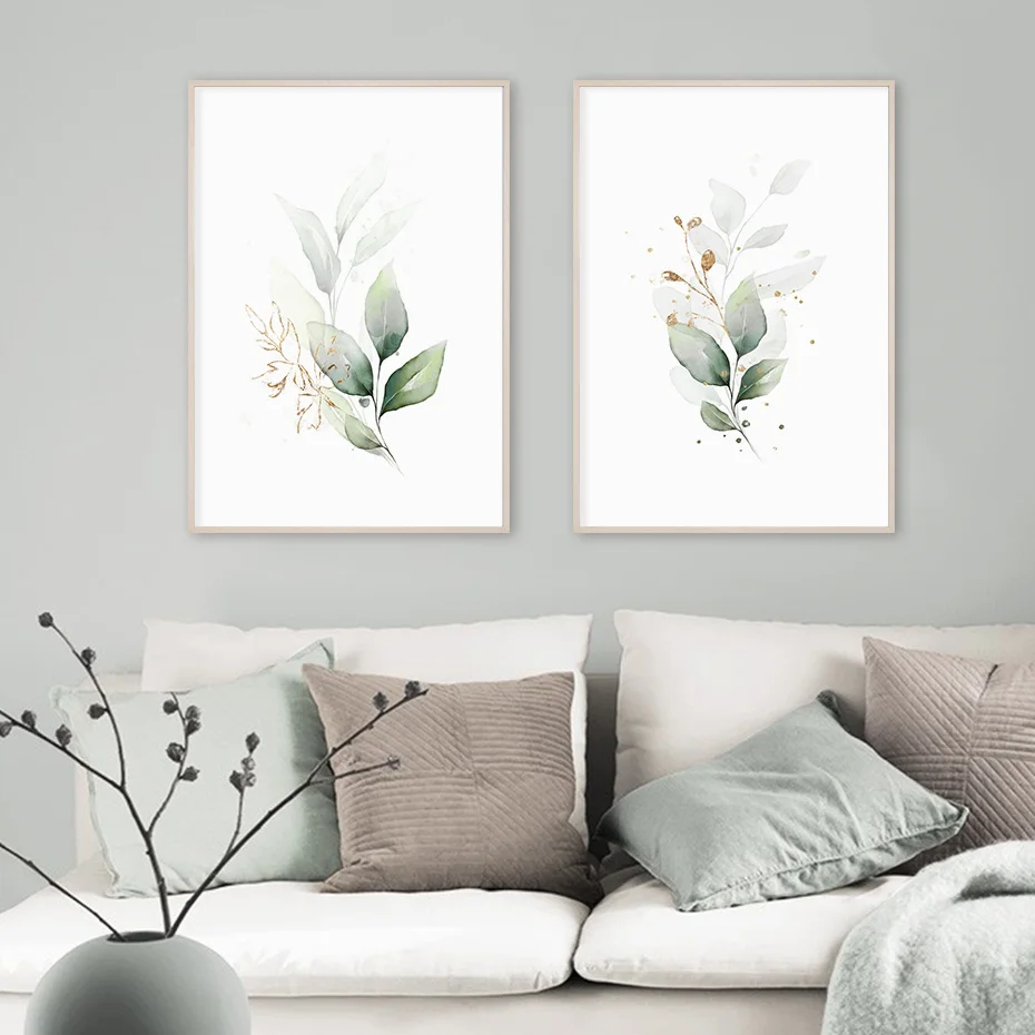 В богемном стиле зеленого цвета с изображением Золотой листвы цветочный