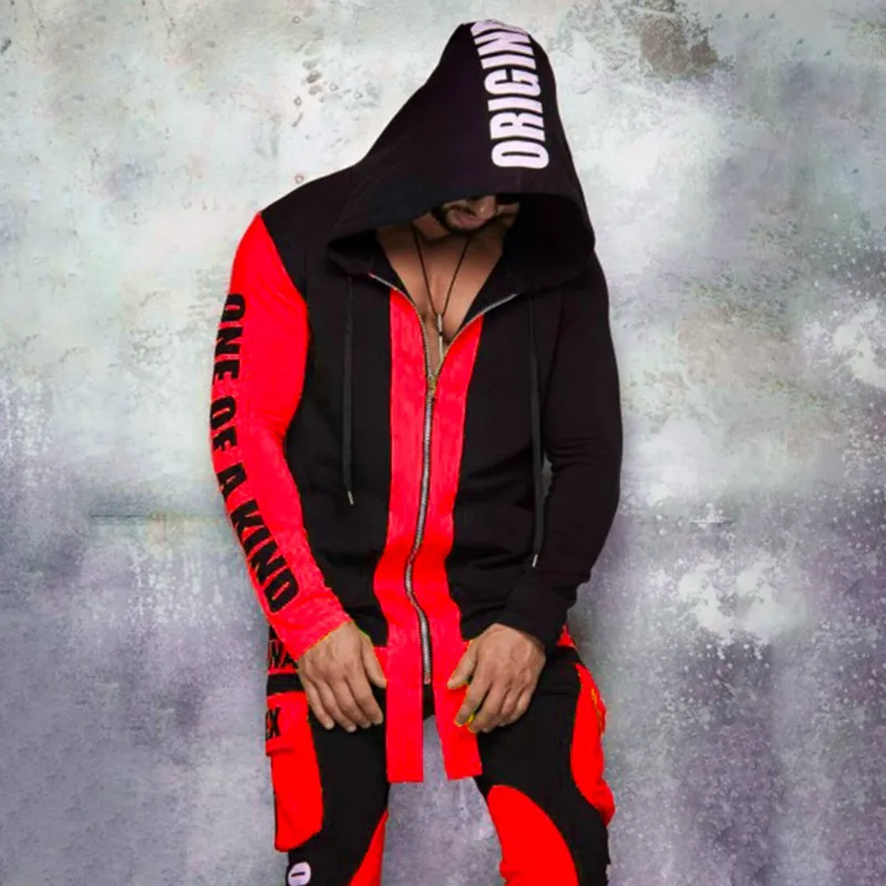 

Autumn Men Zipper Hoodies2020 printing Casual Hooded Fitness Sweatshirts Male Tracksuit 2 PC Sets + Pant Sporting Outfit Suits