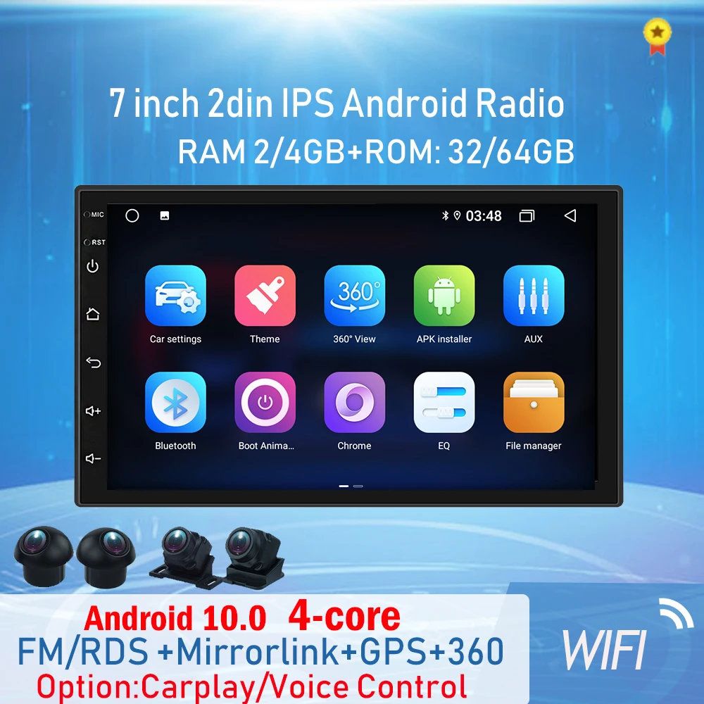 

Universal 7 inch Android Auto IPS Car Multimedia Player Android 10 DSP GPS BT Wifi Carplay 360 Bird View Panorama