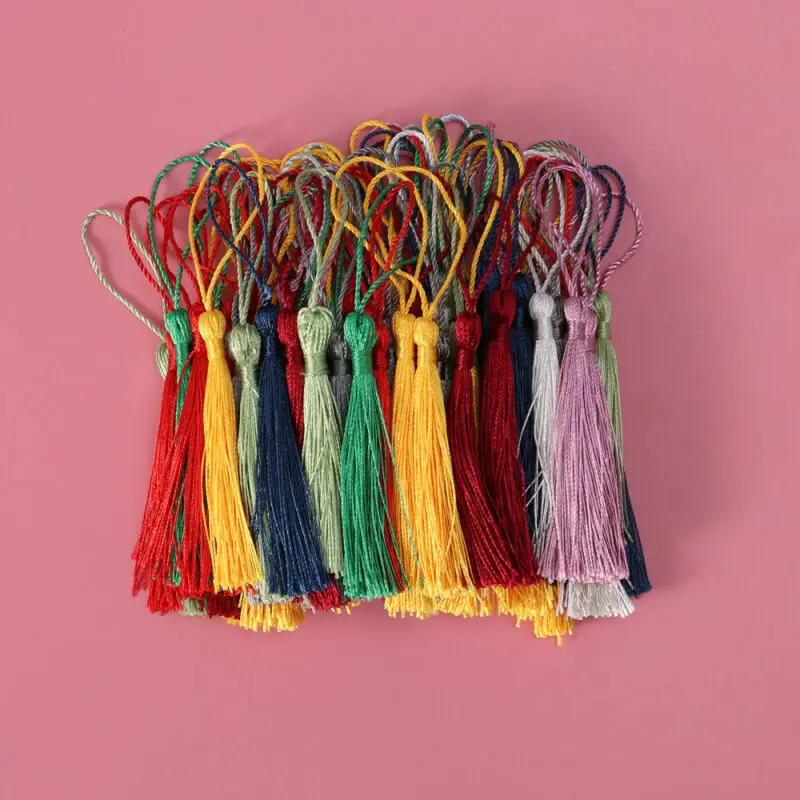 

100 pcs Mixed Color Floss Bookmark Tassels Classic Assortment With Cord Loops for DIY Embellish curtain access