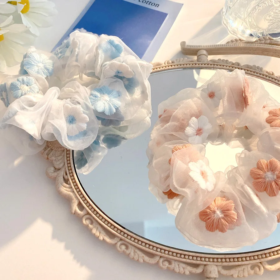 

Lace Flower Scrunchie Pack Headband Hair Accessories Elastic Band For Women Hair Band Serre Tete Stirnband Tiara Ponytail Holder