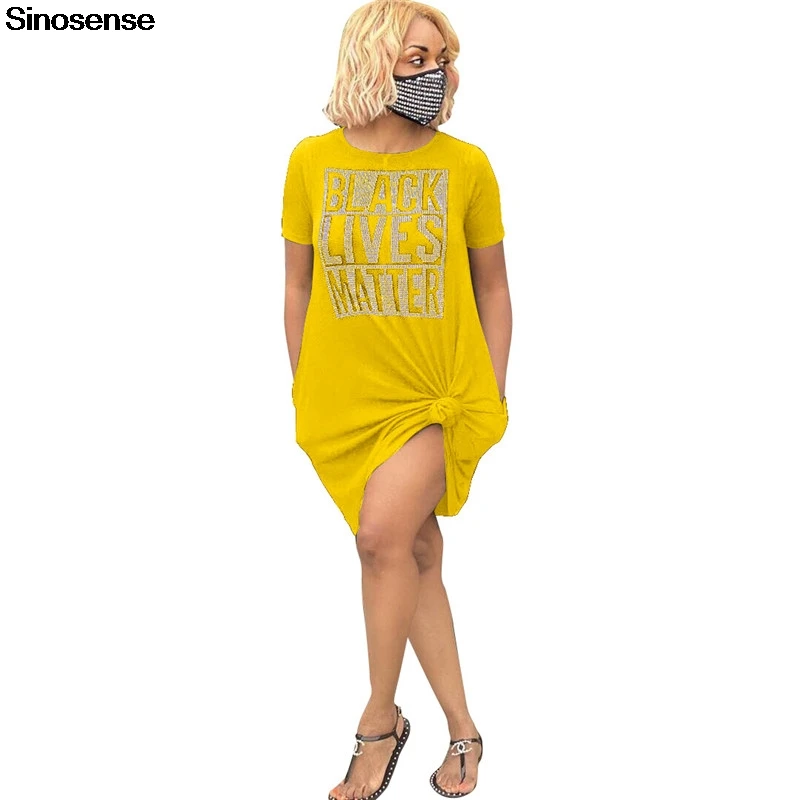 Женское модное Спортивное платье футболка 2020 черное свободное с надписью Lives Matter