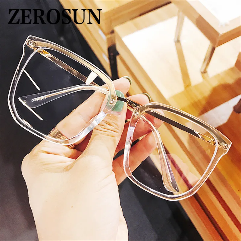 Zerosun прозрачные очки оправа для женщин негабаритных белые мужчин поддельные