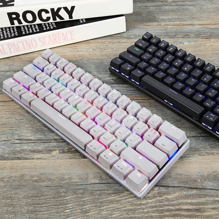 motospeed ck62 wiredwireless bluetooth 3 0 mechanical keyboards 61 keys rgb backlit gaming keypad for win ios android laptop pc free global shipping