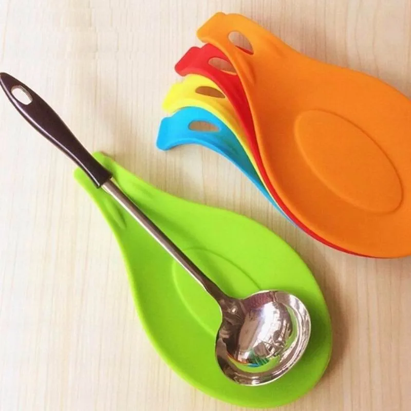 

Food grade silicone placemat color random mat high temperature resistant spatula soup spoon mat placemats for table kitchen tool