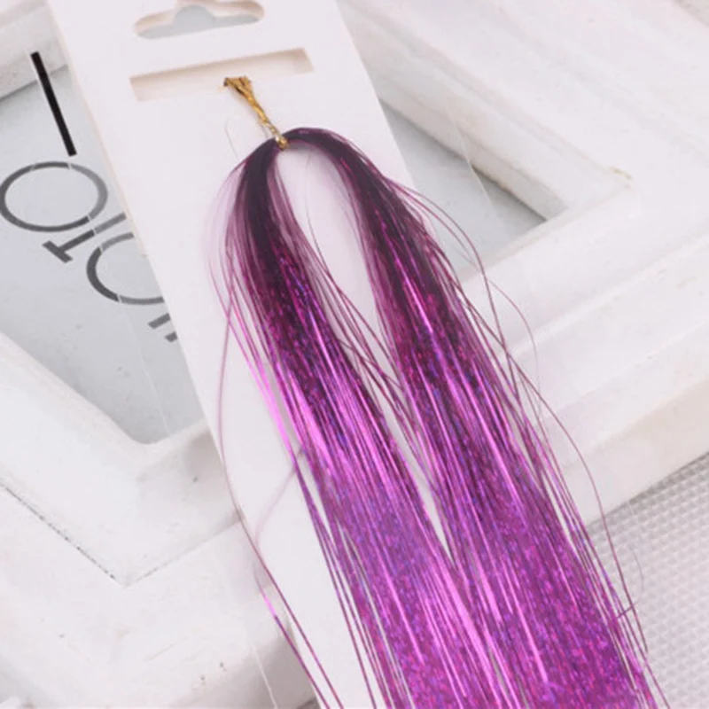 

Tinsel Sparkle 100 Strands Hair Highlights Party Extensions Holographic Glitter Colorful Laser Silk Seamless Colorful Shiny Silk