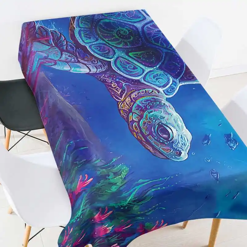 

Dragon Leopard Printing Waterproof Oilproof Dining Tablecloth Kitchen Decoration Marine Animal Rectangular Tablecloths for Table