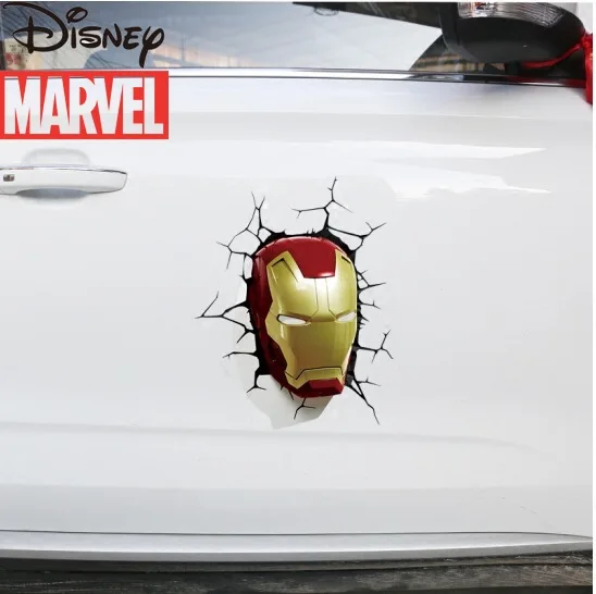 

Marvel Iron Man Head Car Motorcycle Sticker 3D Stereo Simulation Crack Car Sticker Iron Man Hand Sticker Home Decoration Sticker
