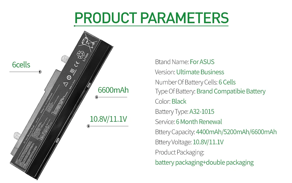 Apexway 6 ячеек 11,1 v A32-1015 Аккумулятор для ноутбука Asus Eee PC 1011B 1011BX 1011C 1011CX 1011P 1011PDX 1011PD 1011PN 1011PX
