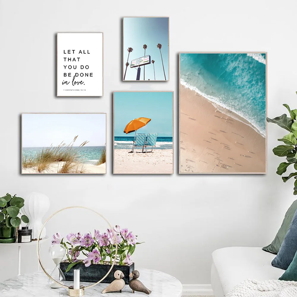 Скандинавский принт пейзаж Пляж праздник холст с печатью постера картины для