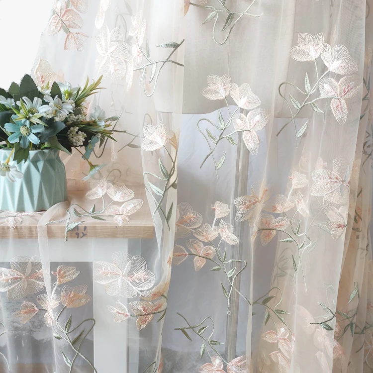 1 метр цена Новинка розовые зеленые цветы листья кружевная ткань абрикосовая