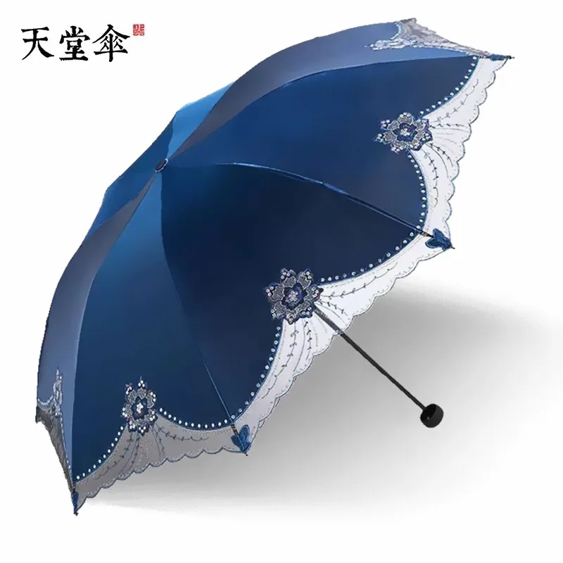 Umbrella UV protection sunscreen umbrella sunshade sunny umbrella black plastic umbrella men and women sunny and rainy umbrella
