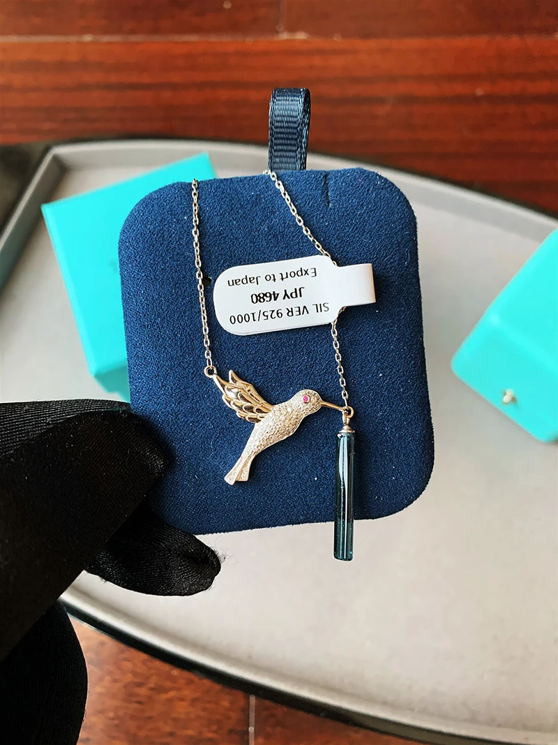 

Animal kingfisher pendant necklace 210324-65