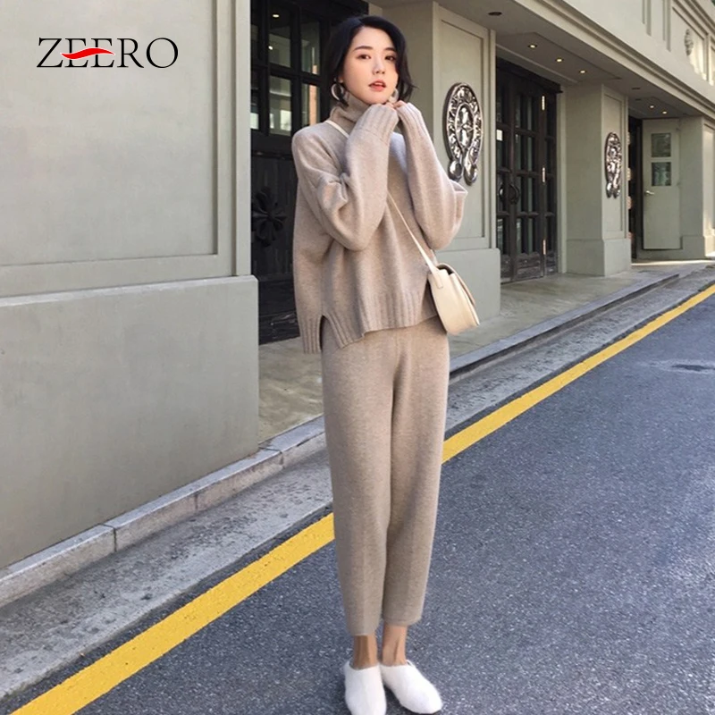 Женский Повседневный комплект из 2 предметов свитер и штаны с бусинами вязаной