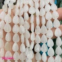 natural white jades stone spacer loose beads high quality 8x11mm carve leaves shape diy gem jewelry accessories 32pcs a3694
