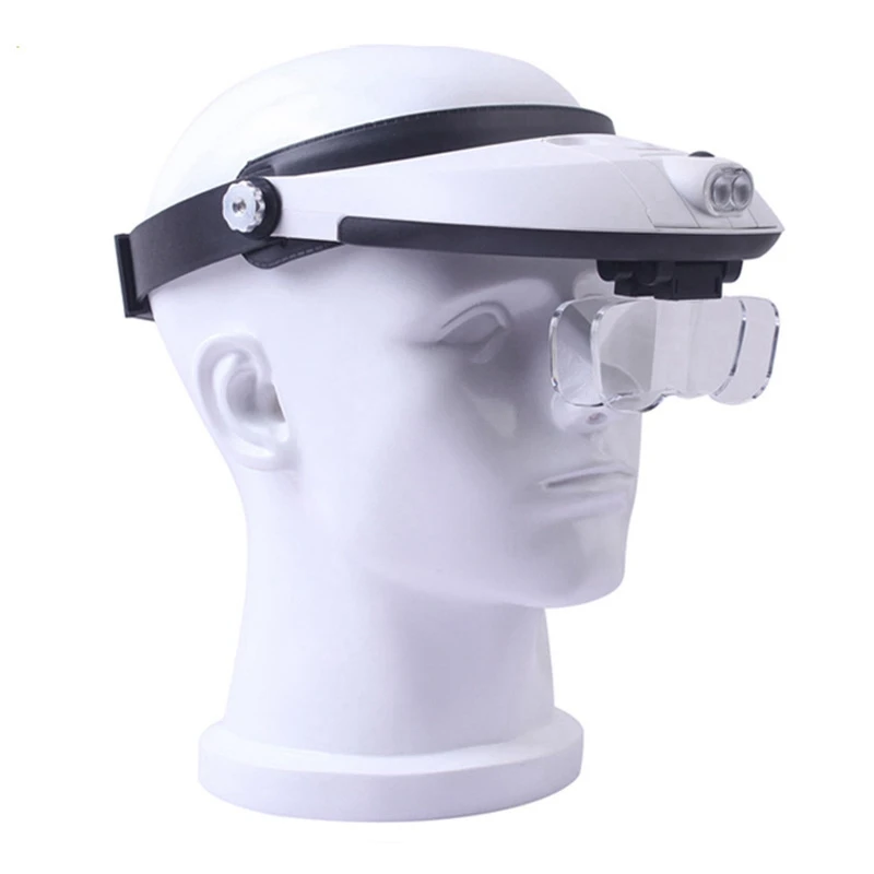 

81001-G Headband Magnifier Repairable Head Mount HD Magnifying Glass with LED Light with 1X 1.5X 2X 2.5X 3.5X Lens