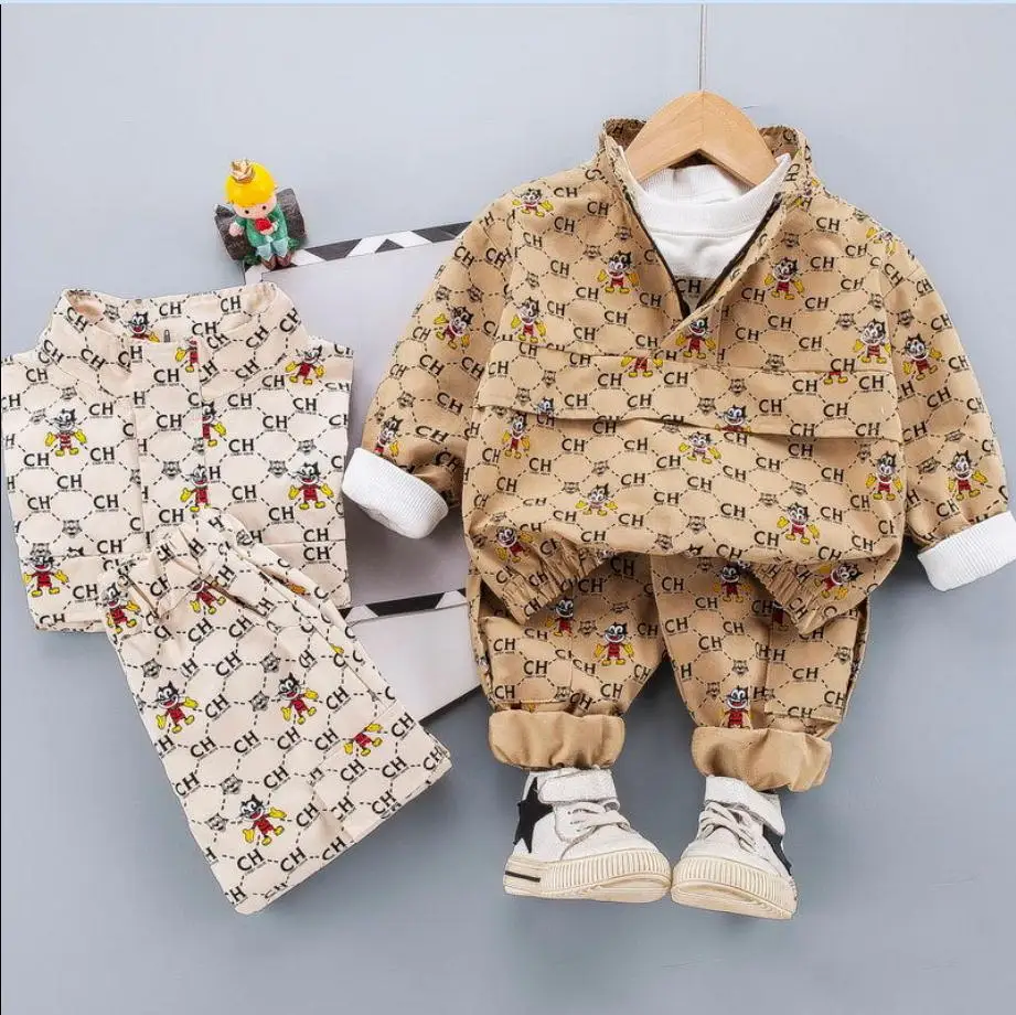 

Спортивный Повседневный костюм для мальчиков, осень 2021, комплект детской одежды, одежда для мальчиков, спортивный костюм из двух предметов, ...