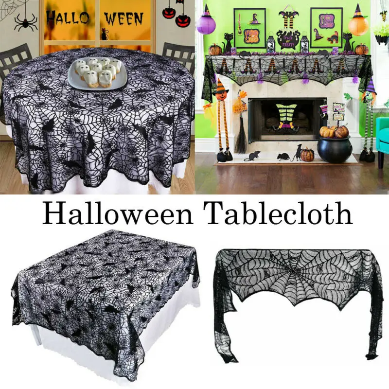 Новинка 1 шт. Черная кружевная скатерть в виде паутины для стола камин накидка