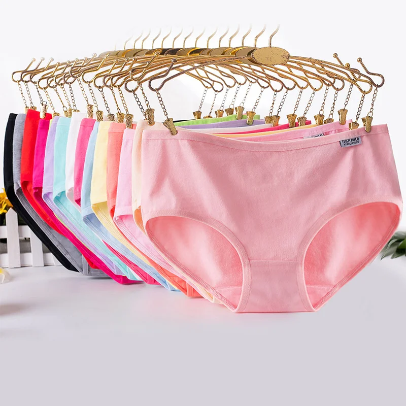 

Women's Panties Cotton Underwear Solid Color Briefs Girls Low-Rise Soft Panty Women Underpants Female Lingerie
