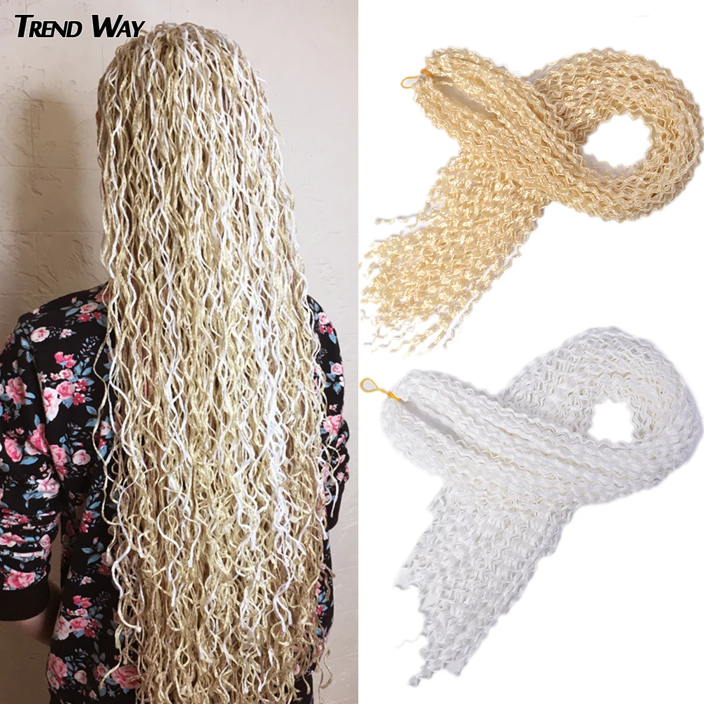 

Trend Way Blonde Balck For Women 25inch Long Curly Box Braids Zizi Crochet Hair Bundles Synthetic Hair Extensions Braiding Hair