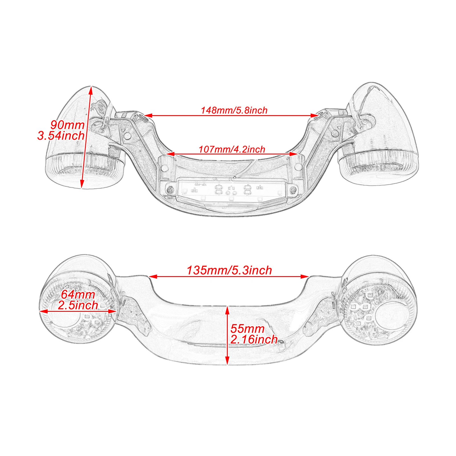Мотоцикл яркий черный задний светодиодный стоп-сигнал светильник сигнала