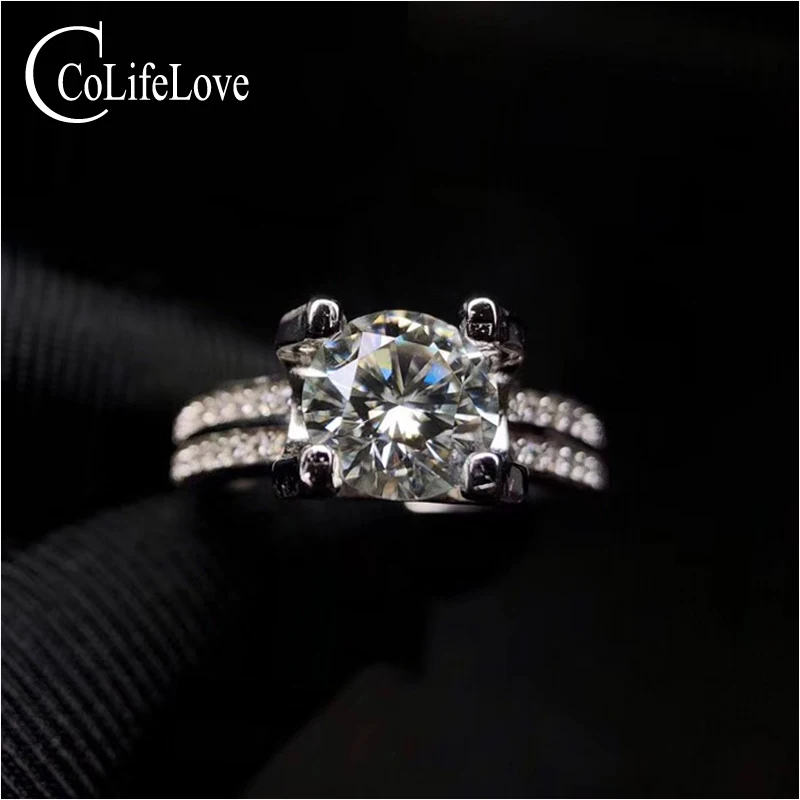 Классическое дизайнерское моиссанитовое кольцо для свадьбы 7 мм круглое