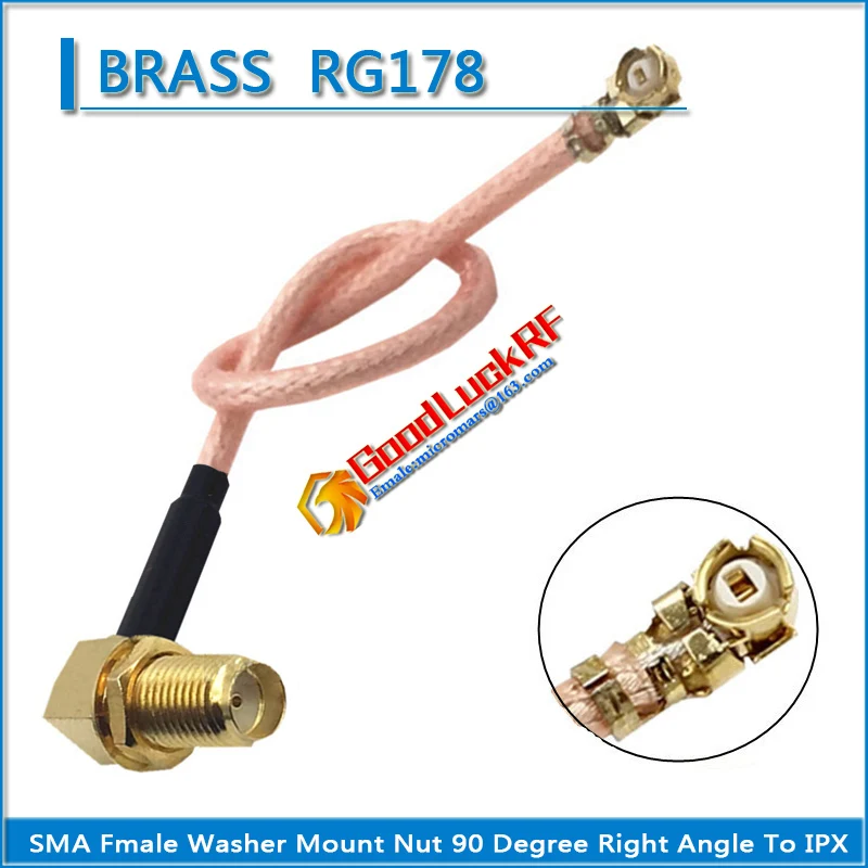 

SMA Female O-ring Washer Bulkhead 90 Degree Right Angle To IPX IPEX U.FL Female Pigtail Jumper RG178 Cable RF Connector Coaxial