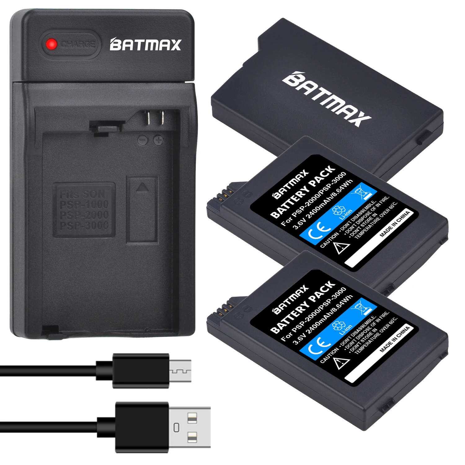 

Аккумулятор Batmax на 2400 мА · ч и зарядное устройство USB для Sony PSP2000 PSP3000 PSP 2000 3000