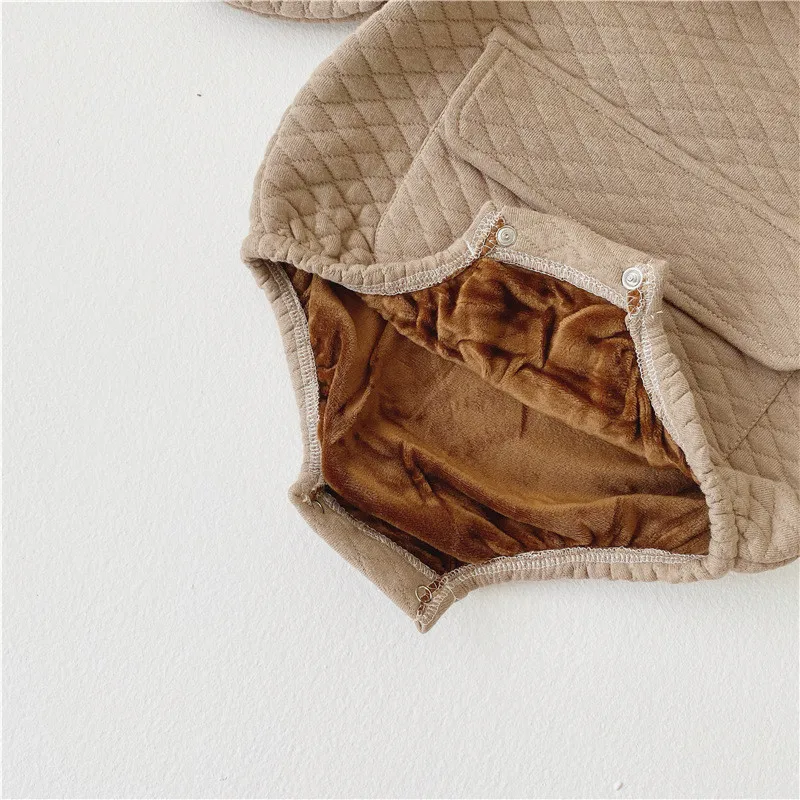 

Hot Sale Baby Clothes Solid Winter Romper With Hooded Cotton Comfortable Flannel Baby Boys' Girls' Romper Baby Clothes Newborn
