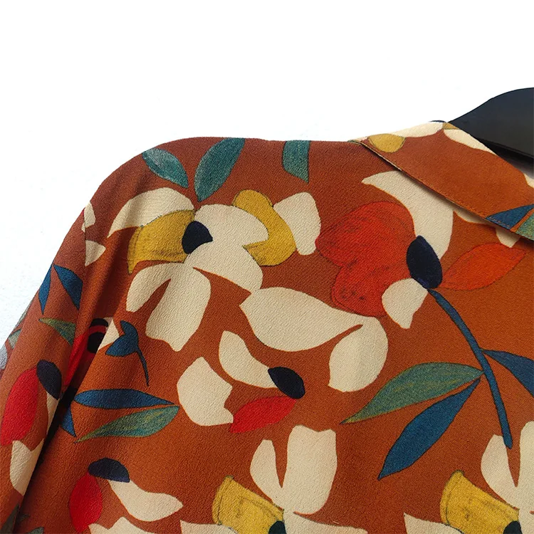 

Floral Printed Shirt 2020 Early Spring Viscose Shirt Vintage Women Blouse
