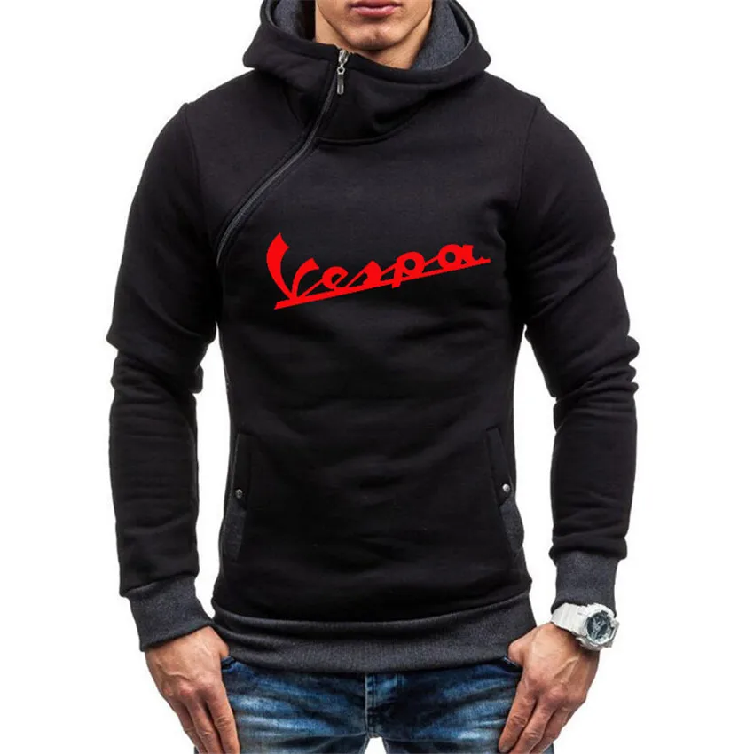 Мужская толстовка VESPA Черный Повседневный пуловер на молнии с принтом