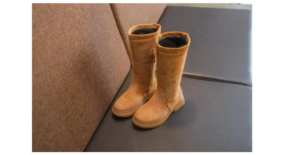 YWPENGCAI Autumn Winter Kids Warm Thick Fur High Boots For Girl Flock PU Leather Girls Boots Size 26-36