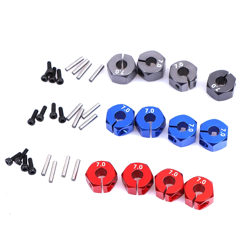 

4Pcs/Set Universal 12mm metal Wheel Hex Nuts With Pins Screws For 1/10 Rock Crawler Car CNC Aluminum Alloy wheels hub adapter