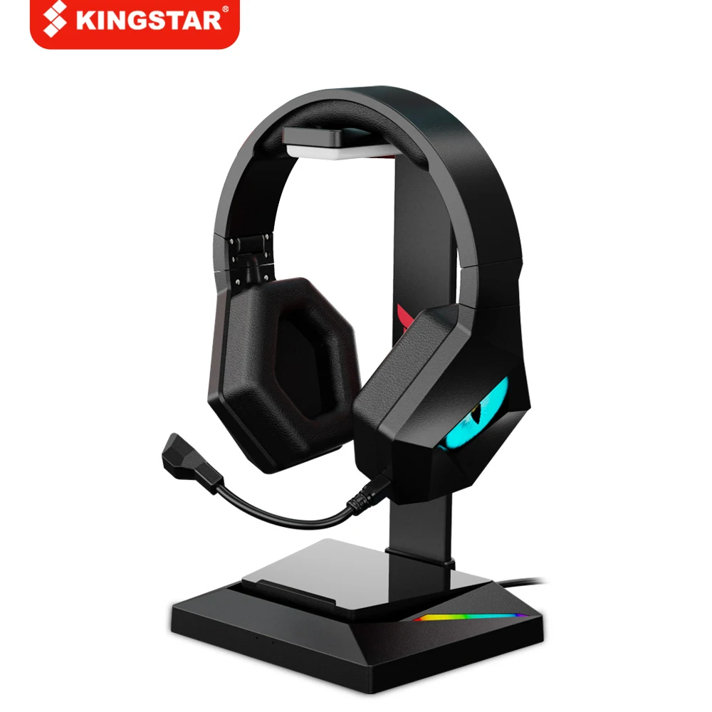 

Подставка для игровой гарнитуры KINGSTAR с RGB-подсветкой и портами USB 2,0/TYPE-C, 7.1