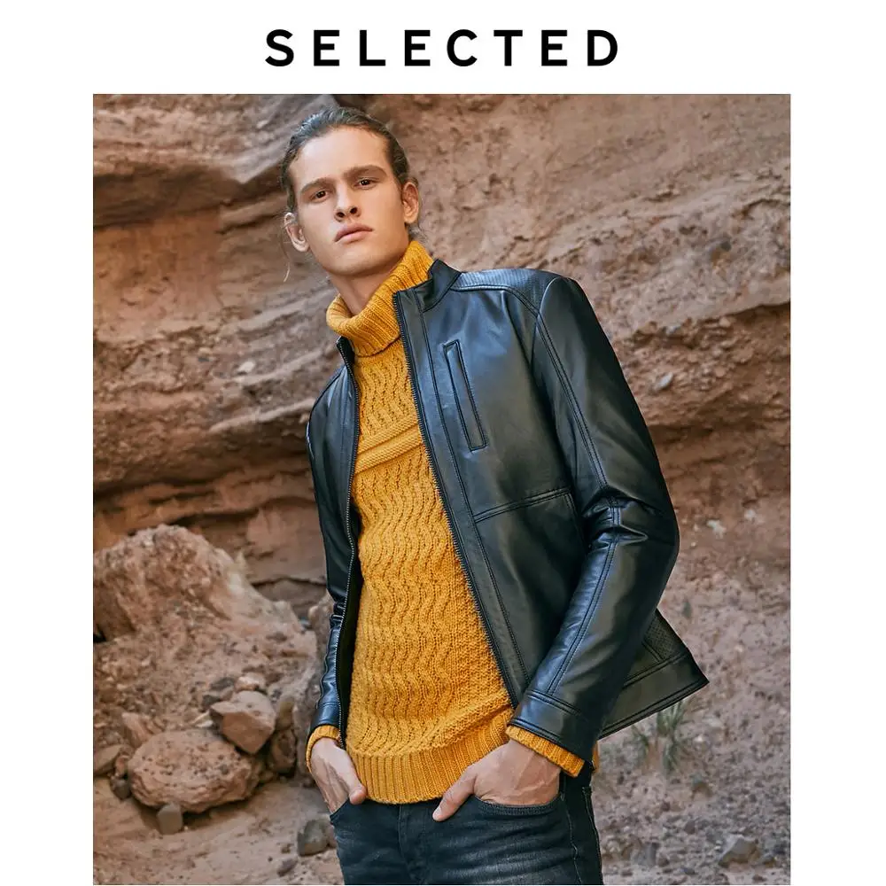 Мужская кожаная куртка с воротником из овчины одежда для бизнеса и отдыха пальто