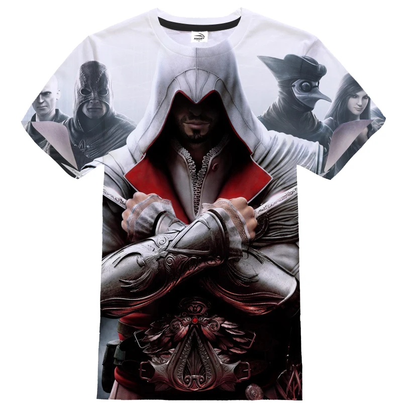 Модная футболка для игры с 3D принтом Assassin's Creed уличная Мужская Повседневная