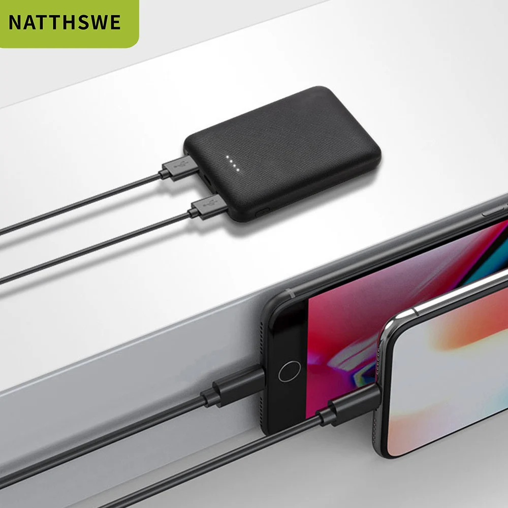 NATTHSWE 20000 мАч двойной USB внешний аккумулятор для мобильного телефона быстрая